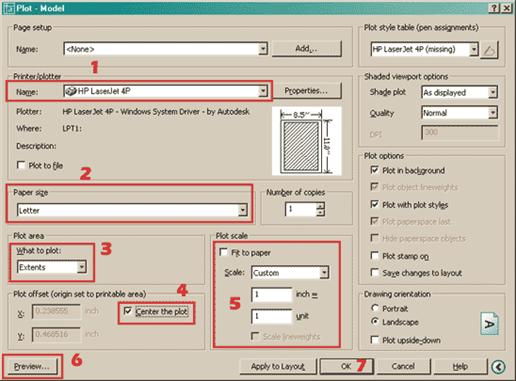 AutoCAD 2005 Plot Dialog Box