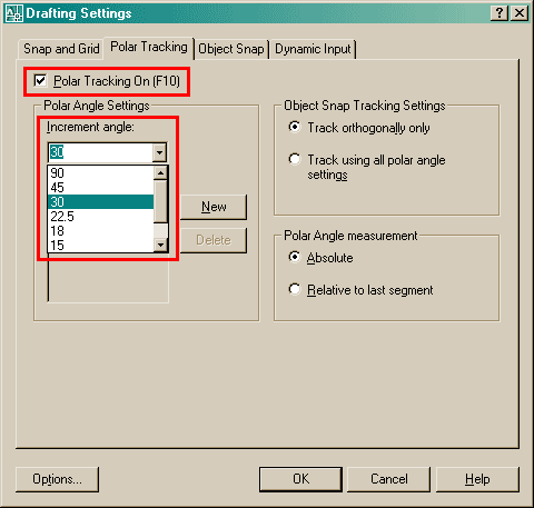 Drafting Setting Dialog Box
