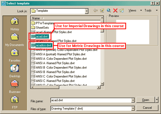 New Drawing Dialog Box