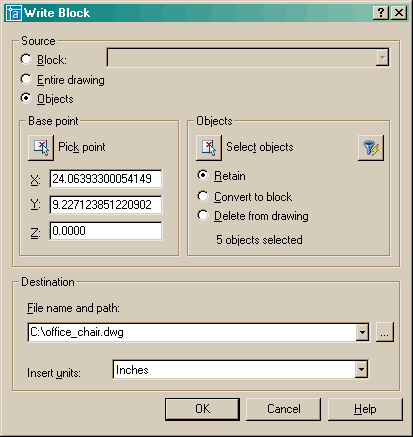 Write Block Dialog Box