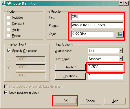 Attribute Definition Dialog Box