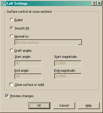 Loft Setting Dialog Box