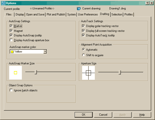 Osnap Settings Dialog Box