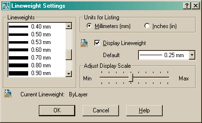 LIneweight Settings