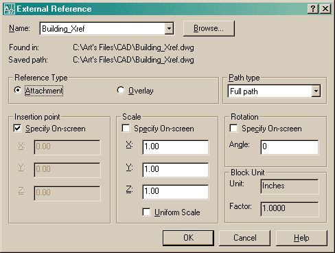 Attach X-Ref Dialog Box