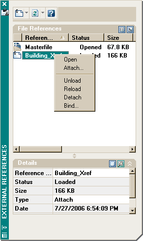 X-ref Dialog box showing attached X-ref