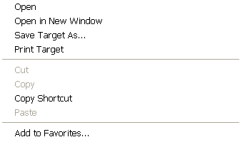 Right mouse pointer over a link