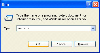 Start: Run: Open: Narrator