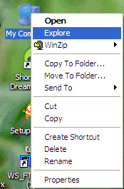 rick click menu over  My Computer