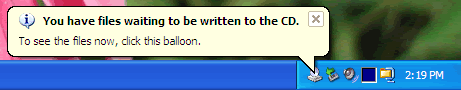 Taskbar balloon icon